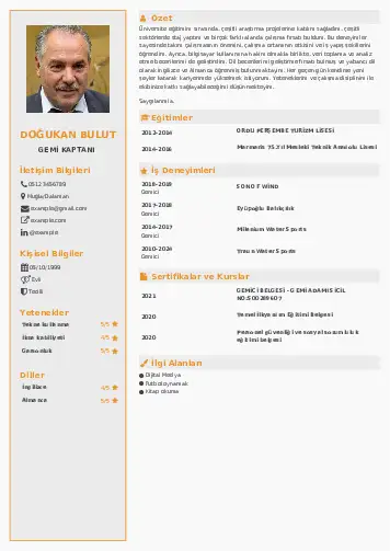 Gemi Kaptanı CV Örnekleri cv indir